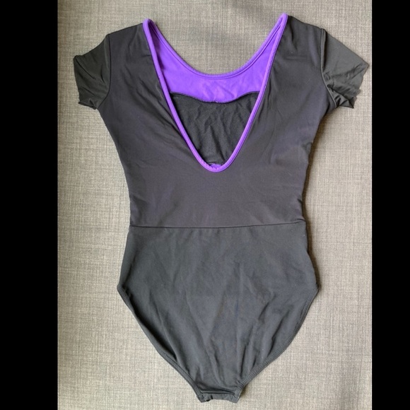 1737 Black w Purple Leotard/ Bodysuit - Picture 2 of 3